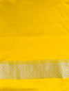 Banarasee Handloom Mashru Silk Saree With Jaal Design & Lace Border-Yellow