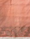 Banarasee Dual Color Organza Saree With Zari Jaal Design-Silver & Peach