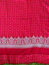 Banarasee Handloom Mashru Silk Saree With Heavy Zari Jaal & Lace Border-Red