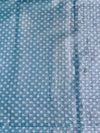 Banarasee Handloom Cotton Silk Saree With Zari Buti Design & Geometric Border-Blue