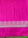 Banarasee Handloom Mashru Silk Saree With Heavy Zari Jaal & Lace Border-Pink