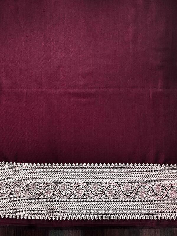 Banarasee Dual Tone Satin Silk Zari Work Salwar Kameez Fabric With Dupatta Set-Burgundy