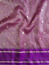 Banarasee Organza Saree With Zari Buti & Satin Border-Violet