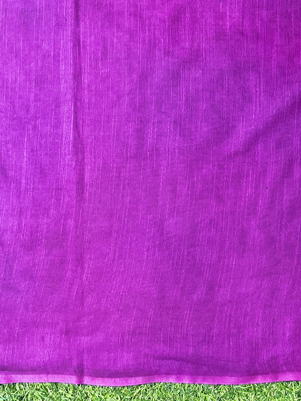 Bhagalpur Handloom Semi Silk Saree With Stripes Design-Violet