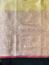 Banarasee Tissue Hand Embroidered Mirror Work Saree With Zari Woven Pallu & Lace-Multicolor