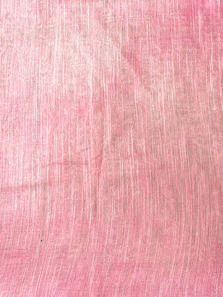 Bhagalpur Handloom Semi Silk Saree With Stripes Design-Light Pink