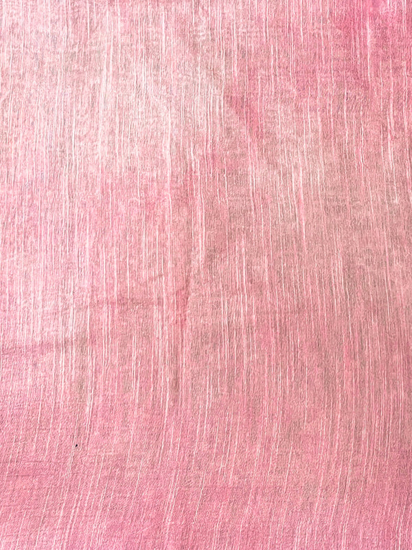 Bhagalpur Handloom Semi Silk Saree With Stripes Design-Light Pink