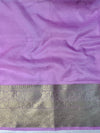 Banarasee Handloom Organza Mix Plain Saree With Zari Border & Lace-Lavender