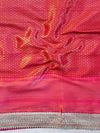 Banarasee Handwoven Semi Silk Saree With Zari Jaal Design Contrast Border & Lace-Maroon & Pink