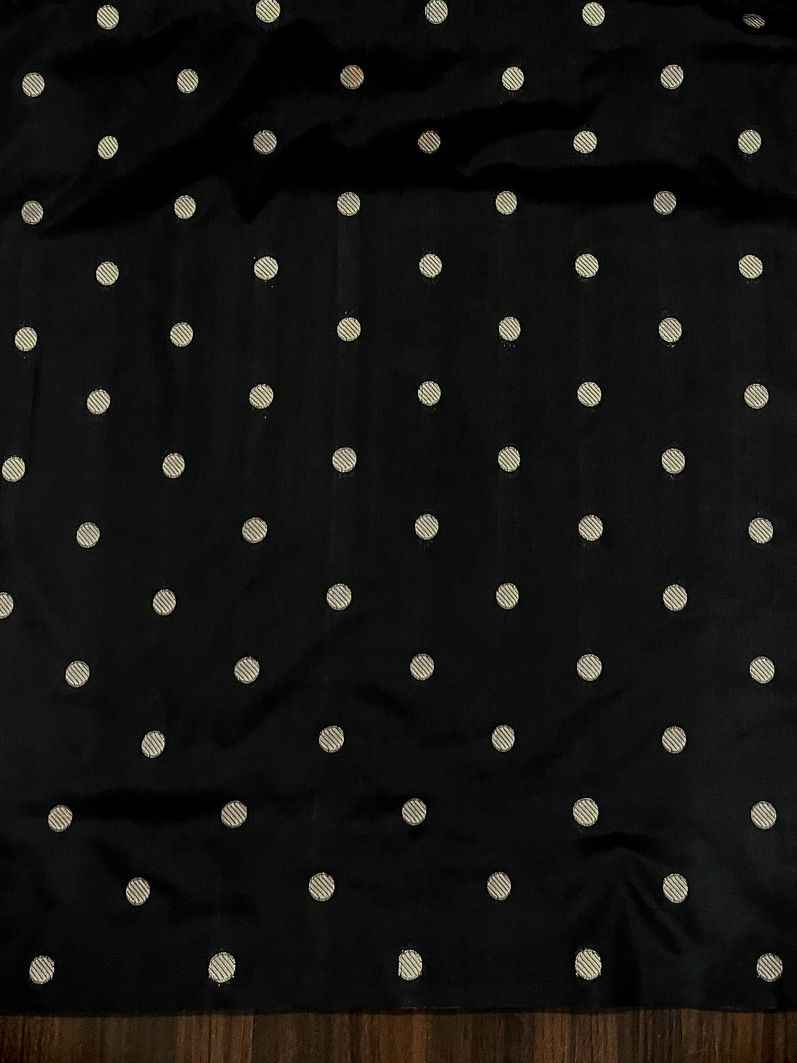 Banarasee Handloom Plain Semi Katan Saree With Gold Zari Border-Black