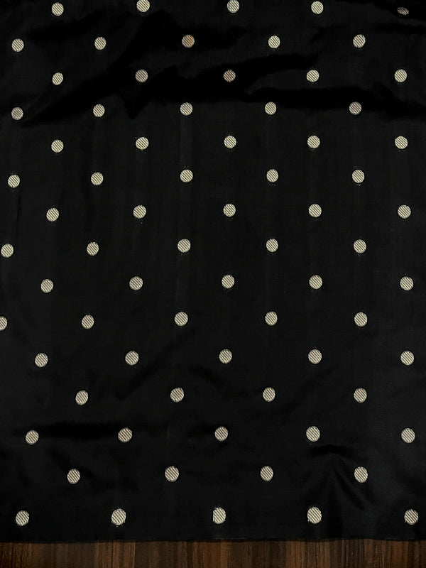 Banarasee Handloom Plain Semi Katan Saree With Gold Zari Border-Black