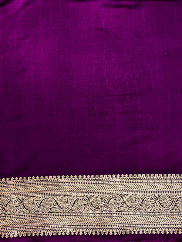 Banarasee Dual Tone Satin Silk Zari Work Salwar Kameez Fabric With Dupatta Set-Purple