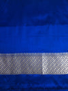 Banarasee Handloom Mashru Silk Saree With Jaal Design & Lace Border-Deep Blue