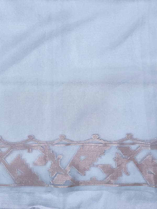 Banarasee Dual Color Organza Saree With Zari Jaal Design-Light Blue & Light Pink