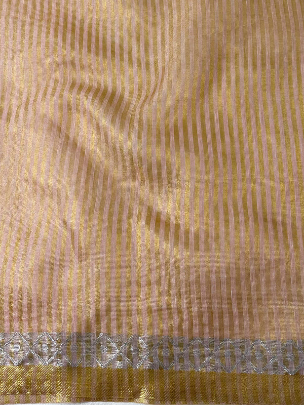 Banarasee Linen Tissue Sona Rupa Zari Work Saree-Pink