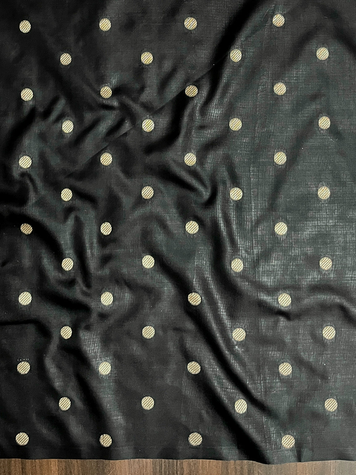 Banarasee Handloom Semi Katan Saree With Contrast Border & Lace-Blue & Black