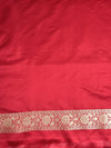 Banarasee Handloom Semi Katan Saree With Buti Work & Border-Red
