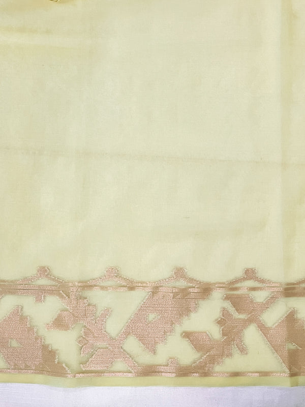 Banarasee Dual Color Organza Saree With Zari Jaal Design-Yellow (Dual Tone)