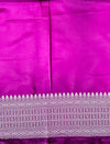 Banarasee Handloom Plain Mashru Silk Saree With Lace Border & Meenadar Pallu-Magenta