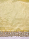 Banarasee Tissue Saree With Handwork Motifs & Mirror Work Lace-Light Yellow