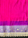 Banarasee Tissue Hand Embroidered Mirror Work Saree With Pearl Motifs & Swarovski Work-Violet & Magenta