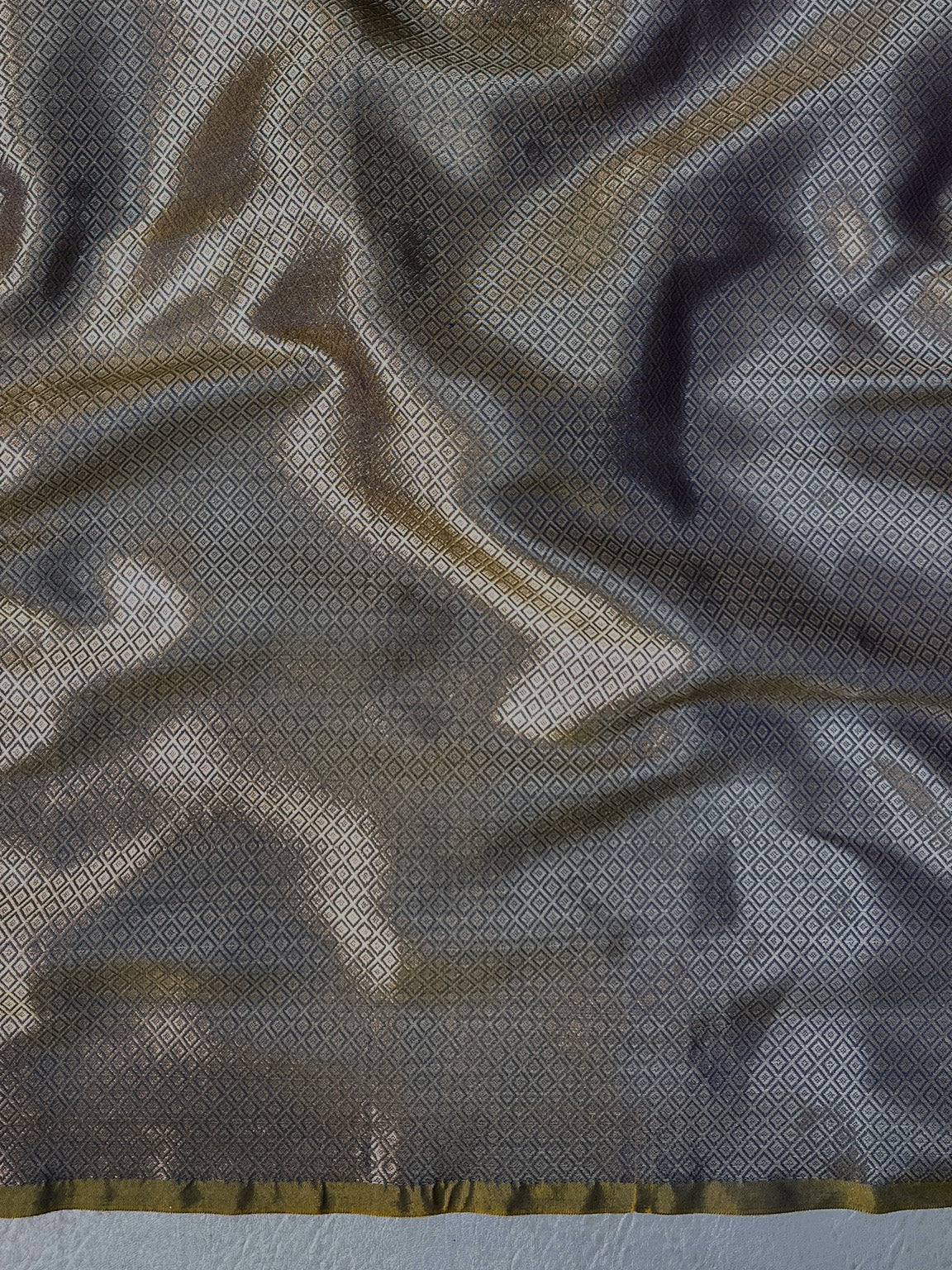 Banarasee Handloom Dual Tone Semi Silk Saree With Zari Buta Design & Floral Border-Blue