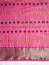 Banarasee Handloom Tissue Saree With Thread Embroidery & Contrast Pallu-Gold & Pink