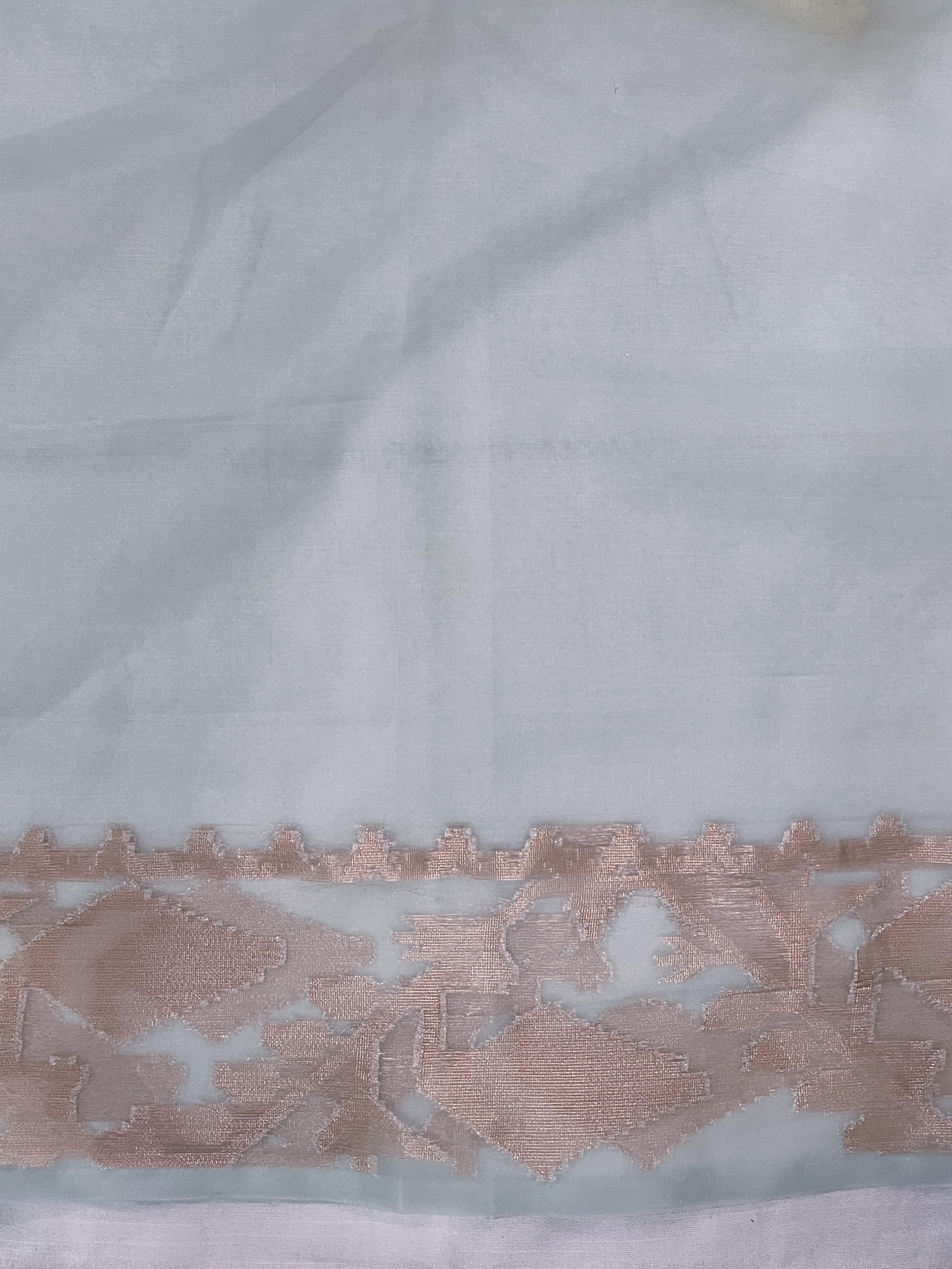 Banarasee Dual Color Organza Mix Saree With Zari Work-Mint Green & Light Yellow