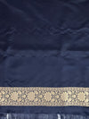 Banarasee Handloom Semi Katan Saree With Buti Work & Border-Deep Blue