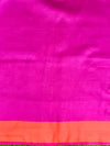 Bhagalpur Handloom Pure Linen Saree With Dual Tone Contrast Pallu-Magenta
