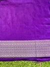 Banarasee Handloom Plain Mashru Silk Saree With Lace Border & Meenadar Pallu-Violet