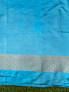 Banarasee Handloom Mashru Silk Saree With Buti Design Zari Border & Lace-Sky Blue
