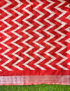 Bhagalpur Handloom Pure Linen Cotton Zig-Zag Pattern Saree-Red