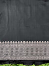 Banarasee Handloom Plain Mashru Silk Saree With Lace Border & Meenadar Pallu-Black