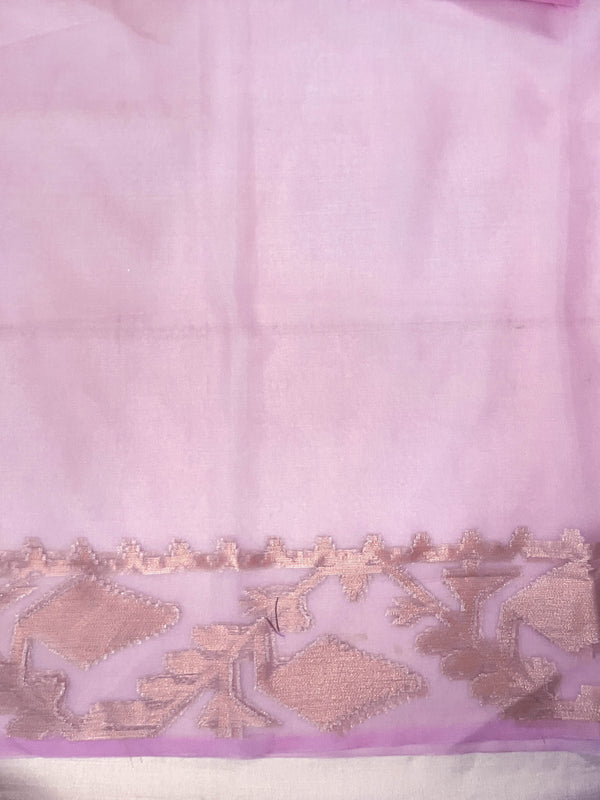 Banarasee Dual Color Organza Mix Saree With Resham & Zari Work-Pink & Off White
