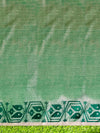 Banarasee Handwoven Semi-Tussar Saree With Embroidered Contrast Border-Beige
