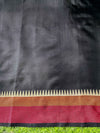 Banarasee Handloom Dual Color Tissue Saree With Stripe Pattern & Contrast Border-Grey & Black