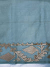Banarasee Organza Mix Saree With Zari Work & Border-Dusty Green
