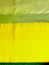 Bhagalpur Handloom Pure Linen Saree With Broad Contrast Border-White & Yellow