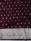 Banarasee Handwoven Plain Semi Katan Saree With Broad Zari Border-Deep Maroon