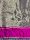 Banarasee Handloom Semi Silk Saree With Buti Design & Contrast Border-Black & Magenta