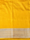 Banarasee Handloom Plain Mashru Silk Saree With Lace Border & Meenadar Pallu-Yellow