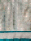 Banarasee Handloom Semi Silk Saree With Sona Rupa Zari Buti Design & Floral Border-Teal Green