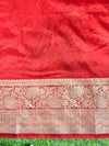 Banarasee Organza Mix Saree With Thread Embroidered Work & Zari Border-Red