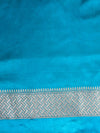 Banarasee Handloom Mashru Silk Saree With Jaal Design & Lace Border-Sky Blue