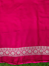 Banarasee Handloom Mashru Silk Saree With Zari Buti Design & Lace Border-Fuchsia Pink