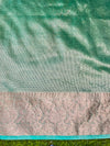 Banarasee Handloom Dual Shade Tissue Saree With Zari Border & Lace-Pastel Green