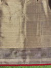 Banarasee Handloom Semi Silk Saree With Buti Design Zari Border & Lace-Brown (Maroon Tone)