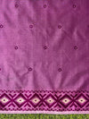 Banarasee Handwoven Semi-Tussar Silk Saree With Resham Work & Geometric Border-Beige & Magenta