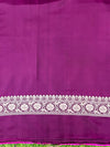 Banarasee Handloom Mashru Silk Saree With Zari Buti Design & Lace Border-Magenta
